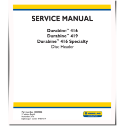 Durabine 416, 416 Specialty and 419 Disc Headers Service Manual (48049006)