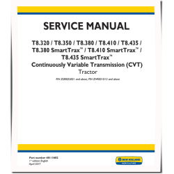 T8.320, T8.350,T8.380, T8.410, T8.435 incl. SmartTrax T4B Tractor w.CVT (USA, Australia, New Zealand) Service Manual (48115482)
