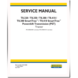 T8.320, T8.350, T8.380, T8.410 incl. SmartTrax T4B Tractors w.PST (N.America, Australia, New Zealand) Service Manual (48115483)