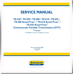 T8.320, T8.350, T8.380, T8.410, T8.435 incl. SmartTrax Tier 4B Tractors with CVT (Europe) Service Manual (48115485)