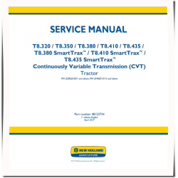 T8.320, T8.350, T8.380, T8.410, T8.435 incl. SmartTrax Tier 2 Tractors with CVT (Export) Service Manual (48123734)