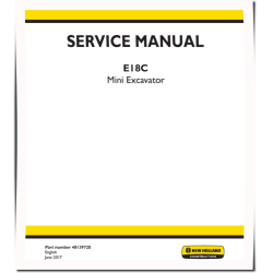 New Holland E18C Teir 4 Compact Excavators Service Manual (48139720)