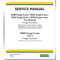 Forage Cruiser FR480, FR550, FR650, FR780 T4B Final, FR850 T2 Self-Propelled Forage Harvesters Service Manual (48142788)