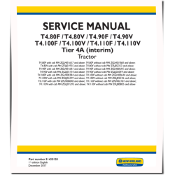 T4.80F, T4.80V, T4.90F, T4.90V, T4.100F, T4.100V, T4.110F, T4.110V iT4A Tractors (N.America) Service Manual (51430128)