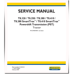 T8.320, T8.350, T8.380, T8.410, SmartTrax T8.380 and T8.410 Tier 4B Tractors with PST (North America) Service Manual (51431513)