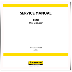 New Holland E57C Tier 4 Final Compact Excavators (North American Edition) Service Manual (51452095)