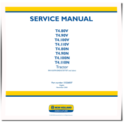 T4.80N, T4.80V, T4.90N, T4.90V, T4.100N, T4.100V, T4.110N, T4.110V iT4/S3B Tractors (Export) Service Manual (51526007)