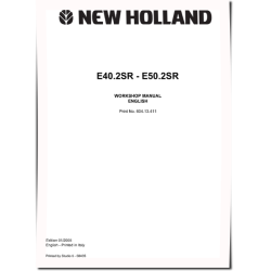 New Holland E40.2SR and E50.2SR Compact Excavators Workshop Manual (60413411)