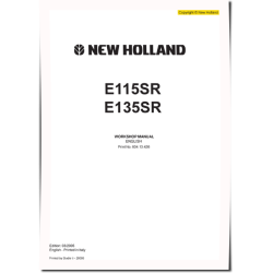 New Holland E115 SR and E135 SR Crawler Excavators Workshop Manual (60413426)