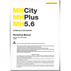 New Holland MH 5.6, MH City and MH Plus Wheeled Excavators Workshop Manual (60413557)