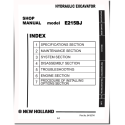 New Holland E215BJ with Hino Engine Hydraulic Excavators Repair Manual (84163741)