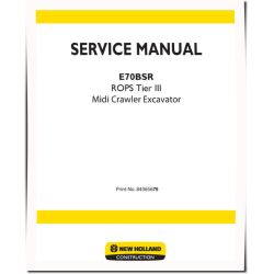 New Holland E70BSR Tiier 3 Compact Excavators Service Manual (84365679)