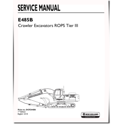 New Holland E485B Tier 3 Crawler Excavators Service Manual (84392440A)