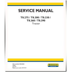 T8.275, T8.300, T8.330, T8.360 and T8.390 Tractors Service Manual (84533052)