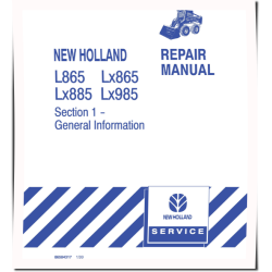L865, LX865, LX885 and LX985 Skid Steer Loaders Repair Manual (86584316)