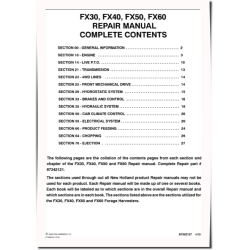FX30, FX40, FX50 and FX60 Self-Propelled Forage Harvesters Repair Manual (87342121)