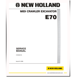 New Holland E70 Midi Crawler Excavators (North American Edition) Service Manual (87360603NA)