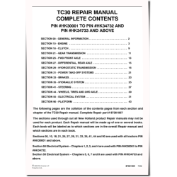 TC30 (SN from HK30001) Compact Tractors Repair Manual (87361957)