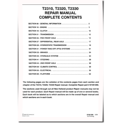 T2310, T2320 and T2330 Tractors Repair Manual (87491390)