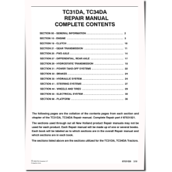 TC31DA and TC34DA Compact Tractors Repair Manual (87531021)