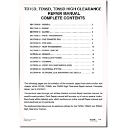 TD75D and TD95D High Clearance Tractors Repair Manual (87572972)