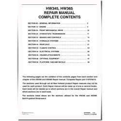 HW345 and HW365 Self-Propelled Windrowers Repair Manual (87576216)