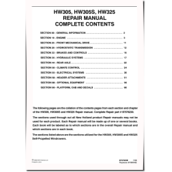 HW305, HW305S and HW325 Self-Propelled Windrowers Repair Manual (87576230)