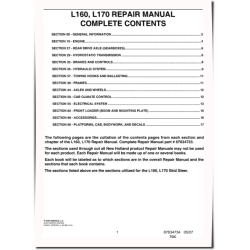 L160 and L170 Skid Steer Loaders Repair Manual (87634733NA)
