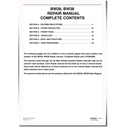 BW28 and BW38 Bale Wagons Repair Manual (87693295)