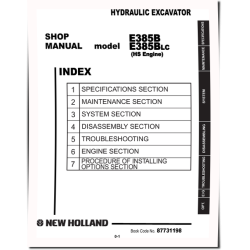 New Holland E385B and E385B LC Hydraulic Excavators with HS Engine (Middle East) Workshop Manual (87731198)