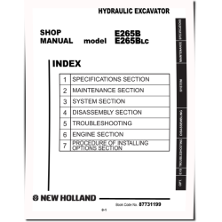 New Holland E265B and E265B LC Hydraulic Excavators (Middle East) Workshop Manual (87731199)