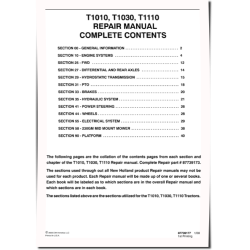 T1010, T1030 and T1110 Compact Tractors Repair Manual (87739173)