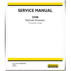 New Holland E50B (SN from PJ0600001) Compact Excavators (North American Edition) Service Manual (S5PJ0033E01)