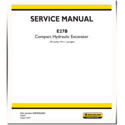 New Holland E27B (SN from PV13-00001) Compact Excavators (North American Edition) Service Manual (S5PV0023E02)