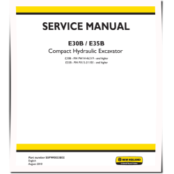 New Holland E30B and E35B Compact Excavators (North American Edition) Service Manual (S5PW0033E02)