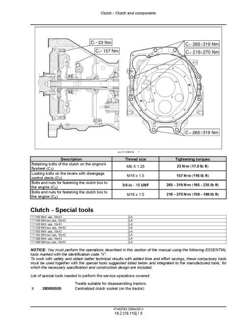 New Holland T7.140, T7.150, T7.165, T7.175, T7.180, T7.190, T7.195 and T7.205 Tractors (Latin America) Service Manual (47402793)