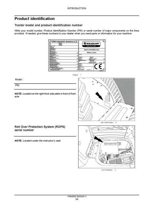 New Holland T9.435, T9.480, T9.530, T9.565, T9.600, T9.645 and T9.700 4WD Articulated Tractors Tier 4B Final (European Edition) Service Manual (47680535)
