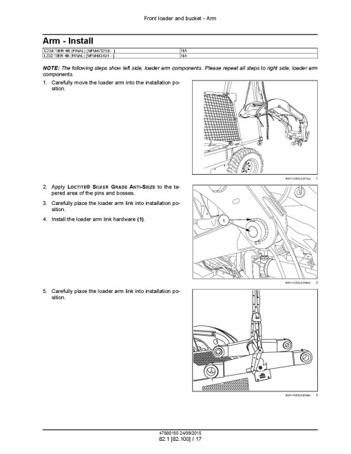 New Holland C238 (SN from NFM470756) and L230 (SN from NFM483191) Skid Steer Loaders (Tier 4B final) Service Manual (47685160)