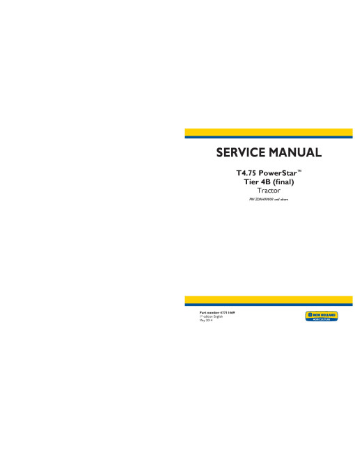 New Holland PowerStar T4.75 Tier 4B Final Tractors (Latin America) Service Manual (47711469) New Holland PowerStar T4.75 Tier 4B Final Tractors (Latin America) Service Manual (47711469)