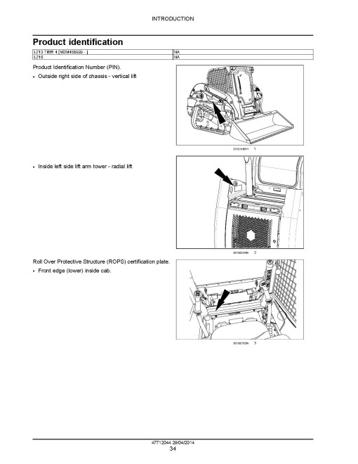 New Holland L213 (SN from NDM458999) and L216 (SN from NDM477925) Tier 4B Final Skid Steer Loaders Service Manual (47712044)