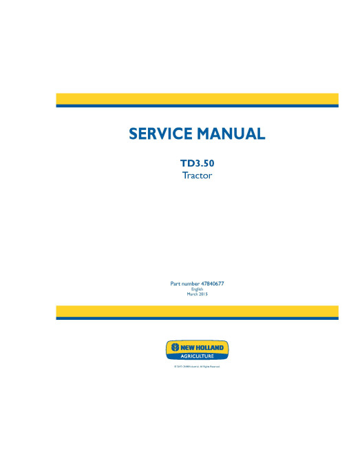 New Holland TD3.50 Tractors Service Manual (47840677)