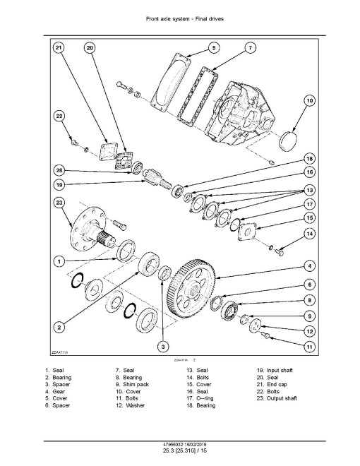 New Holland FR480, FR550, FR650, FR780 Tier 4B Final and FR850 Tier 2 Self-Propelled Forage Harvesters (North America) Service Manual (47956032)