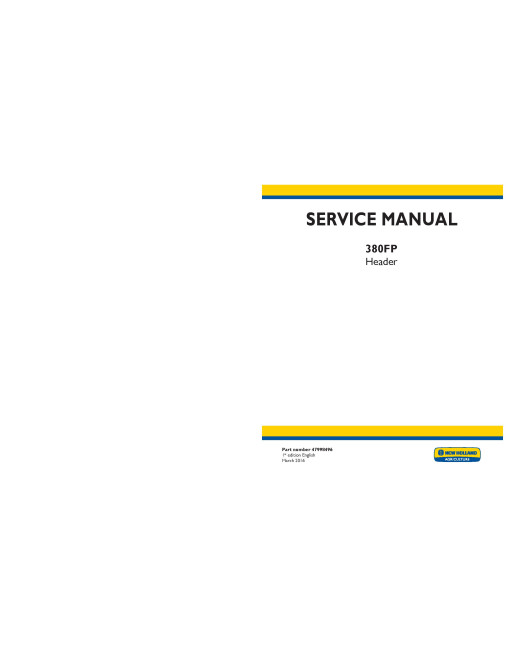 New Holland 380FP Auger Headers Service Manual (47998496)