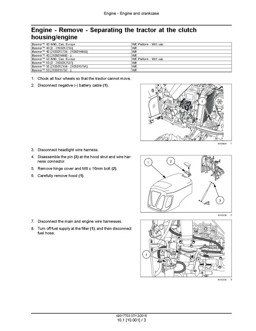 New Holland Boomer 40 CAB and 50 CAB Compact Tractors (Europe) Service Manual (48017703)
