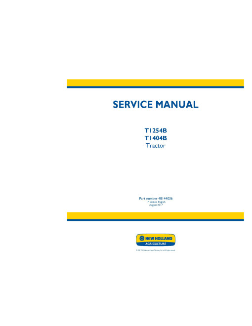 New Holland T6050, T6050 plus, T6070 and T6070 plus (CKD, SKD) Tractors Service Manual (48144036)