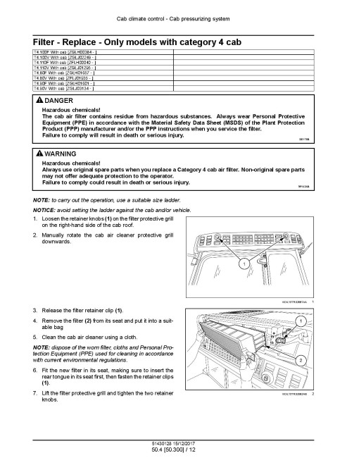 New Holland T4.80F, T4.80V, T4.90F, T4.90V, T4.100F, T4.100V, T4.110F, T4.110V interim Tier 4A Tractors (North American Edition) Service Manual (51430128) New Holland T4.80F, T4.80V, T4.90F, T4.90V, T4.100F, T4.100V, T4.110F, T4.110V interim Tier 4A Tractors (North American Edition) Service Manual (51430128)