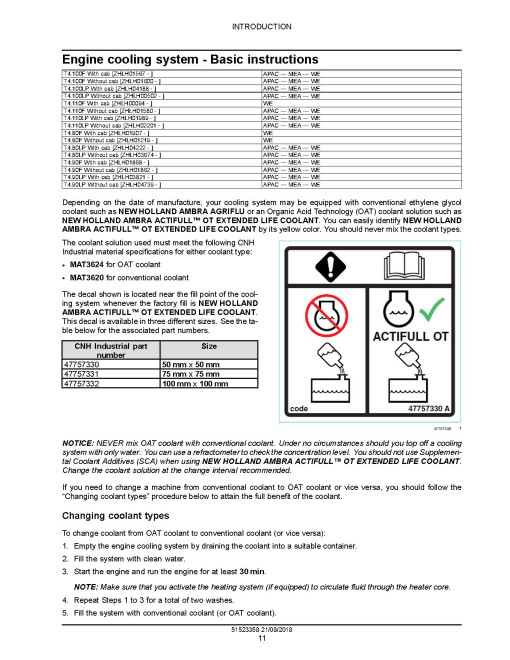 New Holland T4.80F, T4.80LP, T4.90F, T4.90LP, T4.100F, T4.100LP, T4.110F, T4.110LP Tractors (Europe, Asia, Africa) Service Manual (51523358) New Holland T4.80F, T4.80LP, T4.90F, T4.90LP, T4.100F, T4.100LP, T4.110F, T4.110LP Tractors (Europe, Asia, Africa) Service Manual (51523358)