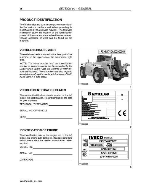New Holland LM1340, LM1440 and LM1740 Telescopic Handlers Service Manual (6036701002)