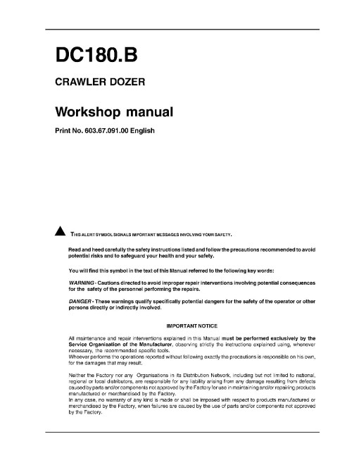 New Holland DC180.B Crawler Dozers Workshop Manual (6036709100NA) New Holland DC180.B Crawler Dozers Workshop Manual (6036709100NA)
