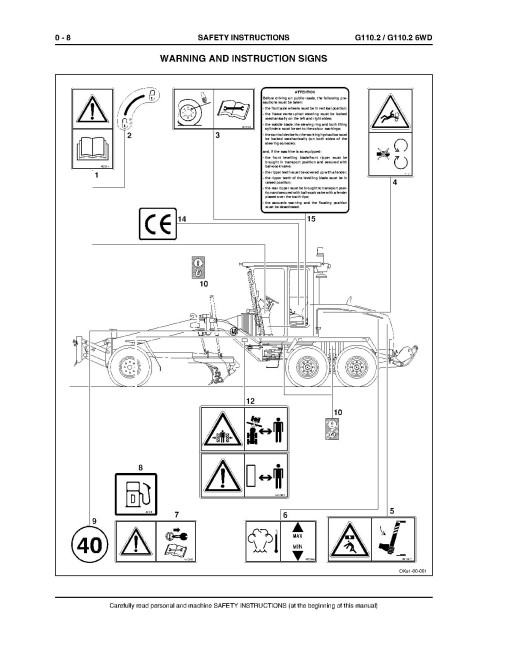 New Holland G110.2 and G110.2 6WD Tier 2 Motor Graders Service Manual (60413316)